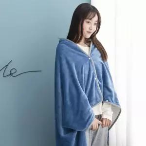 똑딱이단추 이중 망토 극세사 어깨담요 담요(100x150cm)캠핑 무릎담요