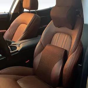 [베스트TOP100]차량용 메모리폼 목쿠션 등쿠션 브라운 목베개 고급형