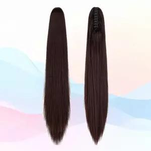 포니테일 집게형 블랙 부분가발 묶음머리 브라운 가발