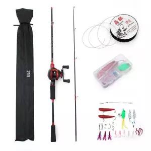 입문용낚싯대 입문용낚싯대세트 베이트 1.6m 고피싱 오색합사라인 릴+루어+낚싯대세트