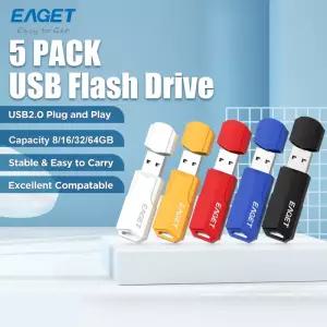 이젯 USB2.0 플래시 드라이브 5개/10개 팩 USB 펜드라이브 4GB 8GB 16GB 32GB 멀티 컬러 펜 세트 (PC용)