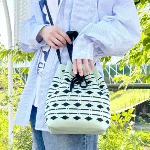 여성 조리백 니트 버킷백 가방 라임왕골 백여학생용니트백 나들이용백 토트크로스백 니트개 니트백