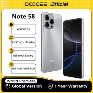 글로벌 버전 DOOGEE 노트 58, 8GB RAM, 128GB ROM, 6.75 인치 HD + 90Hz IPS 스크린, 6250mAh 대용량 배터