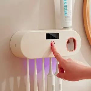 퓨어온 태양광충전 무선 칫솔살균기 베이지 UVC