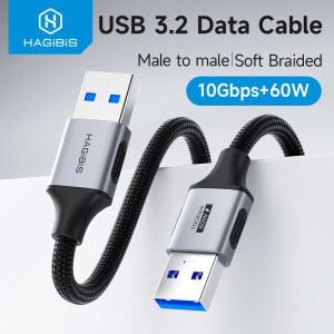 하기비스 USB to 케이블 3.2 A 남성-남성 연장 하드 드라이브 인클로저 KVM 노트북 쿨러 TV 박스 DVD 플레