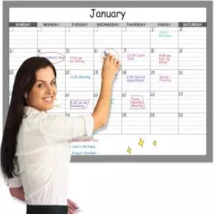 대형 드라이 이레이즈 캘린더 - 날짜가 지정되지 않은 월 1개의 달력 적층 40인치 x 28인치 일일 박스 메모