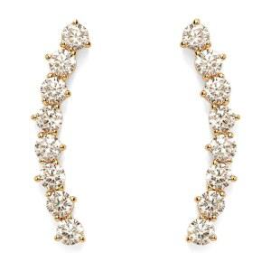 여성용 파보이 14K 골드 도금 큐빅 지르코니아 이어 크롤러 스터드 귀걸이 - 가짜 다이아몬드 화살 클라이머 패션 귀걸이 - 트렌디한 이어스케이프 문구 주얼리