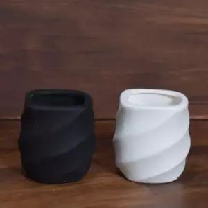 스파이럴 실린더 7x8cm 아이비화분 선물용 토기빈티지토분 옹기 선인장 허브 초보자 테라코타 도자기 모던