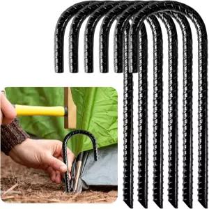 6팩 아연 도금 철근 스테이킹 헤비 듀티 J 후크 앵커 그라운드 스틸 체인 링크 펜스용 가든