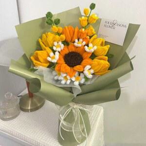 재료 꽃다발 여자친구 소재 튤립 세트 DlY말린 패키지 보라색 뜨개 봉제