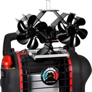 듀얼 모터 열 구동 벽난로 팬 버디 히터와 호환되는 우드 스토브 우드스토브 자기 온도계가 있는 버닝