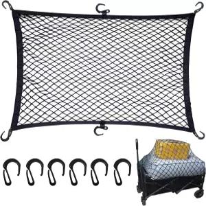 다용도 접이식 왜건용 카고 네트 비치 카트 트롤리 왜건 커버 가든 - 6개의 후크가 있는 탄성 헤비 듀티
