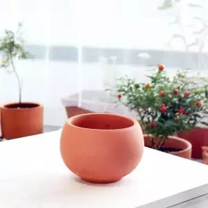 자연토 소재 미니 유약 없는 다육식물 화분 13x9cm