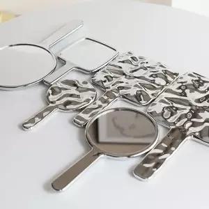 휴대용 손거울 대형 사각형 원형 실버 메이크 거울 (KYR-WBD836E)_