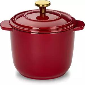 CAROTE 2QT 에나멜 주철 더치 오븐 냄비 뚜껑 작은 사워도우 빵 스튜 수프 소스 콩 밥용 미니 원형 1-2인용