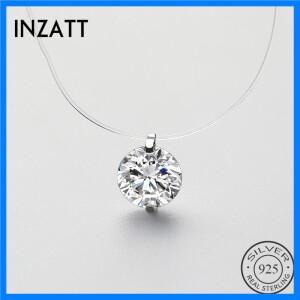 INZATT 925 스털링 실버 지르콘 크리스탈 진주 펜던트 초커 목걸이 투명 낚시 라인 2020 여성을위한 고급