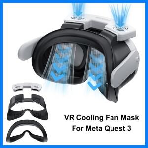 Hellodigi VR 냉각 선풍기 마스크, 메타 퀘스트 3, 마그네틱 퀵 릴리스, 안개 방지 통기성 블루 라이트 렌