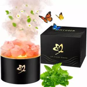 에센셜 오일 디퓨저 - 침실 요가 호텔 SPA용 블랙 히말라야 소금 램프 7가지 색상 LED와 평화로운 수면