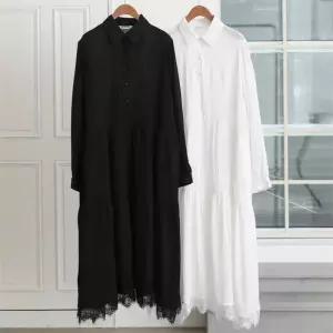 빅사이즈사랑해요 G671L203 레이스밑단카라원피스 WB (8378926A)