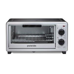 프록터 사일렉스 4 슬라이스 조리대 토스터 오븐 베이크 토스트 및 브로일러와 다기능 1100와트 30분 타이머 자동 차단 백킹 팬 랙 블랙 실버 31260