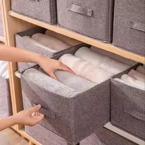 접이식 패브릭 옷수납박스 정리함 수납함 리빙박스-WD18B8C_
