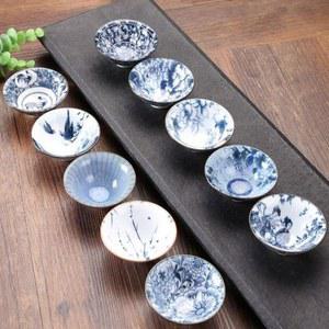 전통문양 청화백자 도자기찻잔 10PS 개완 찻주전자 다례 잔 보이차다기 도자기 티보울