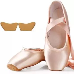 성인 발레 새틴 포인트 여학생용 신발 및 여성용 전문 댄스 슈즈 학교 또는 가정용 리본 포함