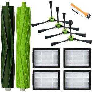 iRobot Roomba E5 E6 E7 i2 i3+i4 i4+ i5+ i6+ i7+ i8+ /Plus i1 E i j 시리즈 로봇 청소기 교체 부품, 다면 롤러 브러시 1세트 4 필터 사이드