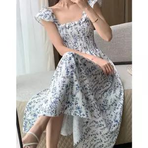 여신룩 셔링 민소매 꽃무늬 롱원피스 나들이 편안한 여자 여대생