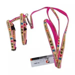 [콩심팥심]고양이 하네스 세트 10mm 캣 애묘 외출용 가슴줄 형광목테 개목줄