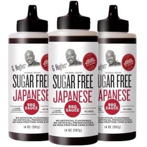 G 휴즈 무설탕 일본식 바비큐 소스 - 텐 무첨가 일본식 바비큐 소스, 생선, 고기, 닭 날개를 위한 고급 아시안 마리네이드, 볶음 채소, 설탕 없음 - 14 Fl Oz (3팩)