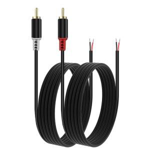 RCA-스피커 와이어 어댑터, RCA 플러그 어댑터에 베어 20AWG, TV, 비디오 서브우퍼 수신기, AV - 6.6FT, 앰프용 케이블 스피커 오디오 2개