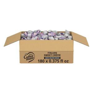 네슬레 커피 메이트 커피 크리머, 이탈리안 스위트 크림, 리퀴드 크리머 싱글, 무유, 냉장 없음, 0.375온스 통(180팩)