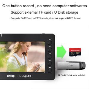 Ezcap HDDigi 4K HDMI 비디오 캡처 DVR 카드 게임 레코더 재생 마이크 오디오 믹스 녹음 SD TF USB U 플라