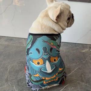 강아지 유머 티셔츠 쫄쫄이 귀여운 사계절 반려동물 의류 스타일리시한 문신 디자인 고양이