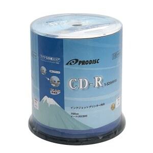 Prodisk CD-R 700MB 52X 화이트 잉크젯 허브 및 빈 가능 CDR, 100팩 - 미디어 디스크 CD, 가능한 쓰기 레코딩 디스크, 음악 인쇄 디스크(일본 한정판) 100개의 데이터용