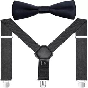 EOAYON 남성용 멜빵과 보타이 세트 조절 가능한 신축성