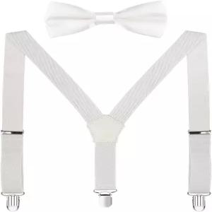 WDSKY 남성용 나비넥타이 및 멜빵 세트 Y자형 조절 가능한 신축성
