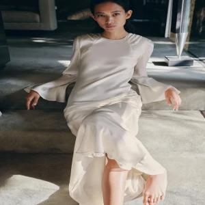 자라 ZARA 100% 실크 드레이프 원피스 - 스크래치 화이트 인기상품 선물추천