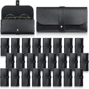 누오고 30팩 안경 케이스 소프트 글래스 스터드 선글라스 파우치 여성 남성용 휴대용 PU 가죽 가방