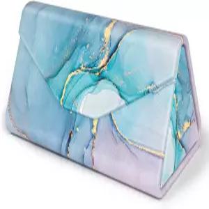 NPOOYI 선글라스 케이스 접이식 안경 마그네틱 PU 가죽 하드 쉘 홀더 박스 유니