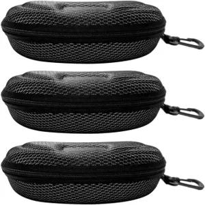 Yamrot 3개 지퍼 하드 선글라스 케이스 휴대용 여행용 안경 플라스틱 후크 포함