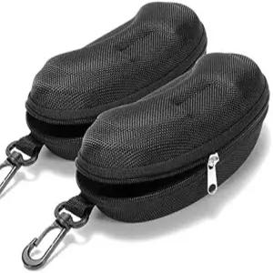 Yamrots 지퍼 하드 선글라스 케이스 휴대용 여행용 안경 플라스틱 후크 포함