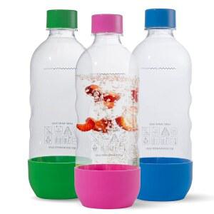 소다스트림용 탄산 스파클링 물병 교체 - 1리터, BPA 프리 및 누수 방지(Fizzi, 원터치, 제트, 소스, 플레이, , 파워 모델과 호환) 3팩(멀티)