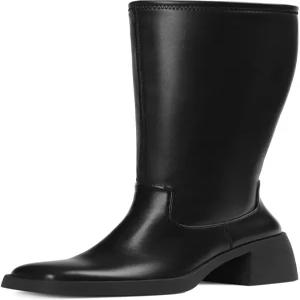 츠코유키 블랙 부츠 무릎 높이 스웨이드 가을 - 여성용 청키 플랫폼 힐 톨 스퀘어 토 블록 고고