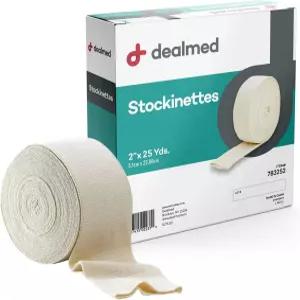 딜메드 코튼 스타키넷 2인치 x 25야드 튜브형 붕대 슬리브 피부 보호 압박 깁스 부종 및 림프부종 지지를