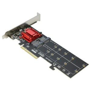 듀얼 NVMe PCIe 어댑터, RIITOP M.2 NVMe SSD에서 PCI-e 3.1 x8 / x16 카드 지원 M.2 (M 키) NVMe SSD 22110 / 2280 / 2260 / 2242 / 2230