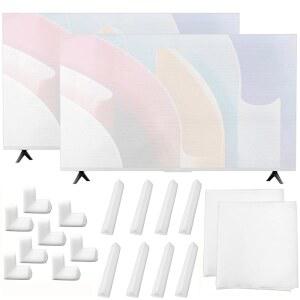 TV 무빙 박스 쿠션 용품 세트에는 최대 65인치 X 36인치 디스플레이 화면에 맞는 2개의 폼 플랫 스크린 커버와 홈 리노베이션 포장용 16개의 모서리 보호대가 포함되어 있습니다