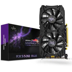 AISURIX RX 5500 8GB GDDR6 그래픽 카드, 128비트, 3XDP, HDMI, PCI Express 4.0X8, 팬 인텔리전트 시스템 포함 8핀, 3X 디스플레이포트 포함 게이밍 PC 컴퓨터 비디오 카드 + 1X HDMI (5500)