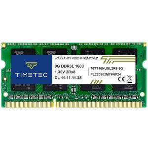 타임텍 8GB DDR3L / DDR3 1600MHz (DDR3L-1600) PC3L-12800 / PC3-12800 (PC3L-12800S) 비ECC 버퍼링 1.35V / 1.5V CL11 2Rx8 듀얼 랭크 204 핀 SODIMM 노트북 PC 컴퓨터 메모리 RAM 모듈 업그레이드